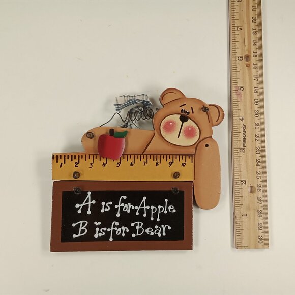 A is for Apple, B is for Bear Special Teacher Country Rustic Hanging Ornament - Picture 3 of 3